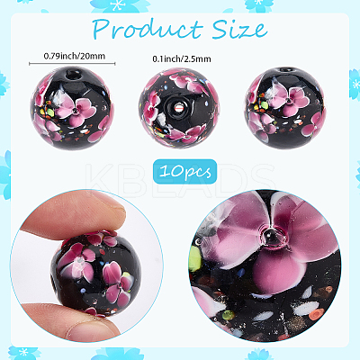 10Pcs Handmade Inner Flower Lampwork Beads LAMP-PA0001-02B-1