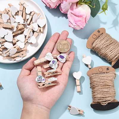 100Pcs 2 Styles Spray Painted Wooden Craft Pegs Clips DIY-YW0017-36-1