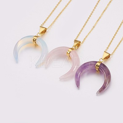 Natural & Synthetic Mixed Stone Pendant Necklaces NJEW-JN02140-1