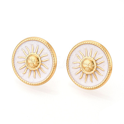 304 Stainless Steel Enamel Stud Earrings EJEW-T047-16G-1