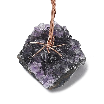 Natural Tiger Eye Chips Tree of Life Decorations DJEW-P022-03A-04-1