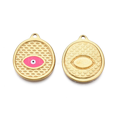 304 Stainless Steel Enamel Pendants STAS-N092-146A-1