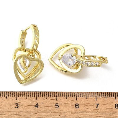Brass Clear Cubic Zirconia Hoop Earrings EJEW-M047-12G-1
