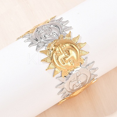 304 Stainless Steel Cuff Bangles for Women BJEW-G757-13GP-1