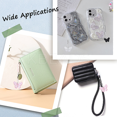 6Pcs 3 Colors Butterfly Acrylic Mobile Straps AJEW-GF0009-11-1