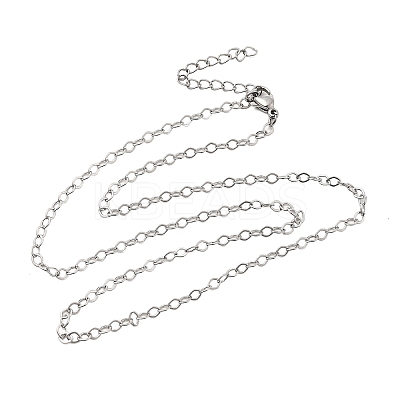 304 Stainless Steel Rhombus Link Chain Necklaces for Women Men NJEW-A054-02P-01-1