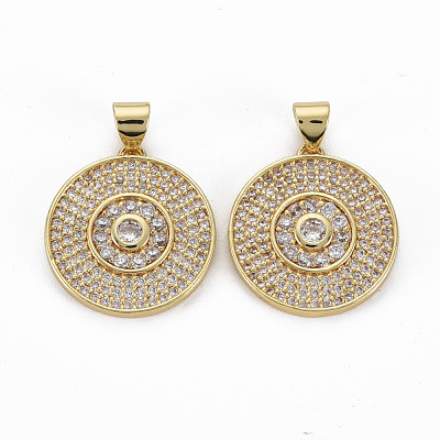 Brass Micro Pave Clear Cubic Zirconia Pendants ZIRC-Q200-044-NF-1