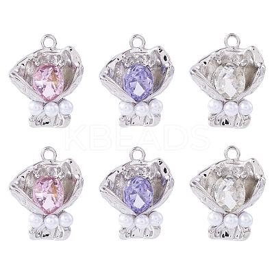 6Pcs 3 Colors Rack Plating Alloy Rhinestone Pendants FIND-TA0005-40-1