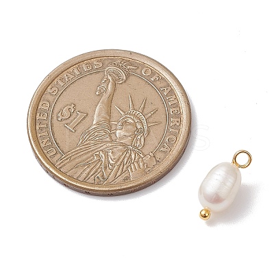 Natural Cultured Freshwater Pearl Rice Charms PALLOY-JF04643-01-1