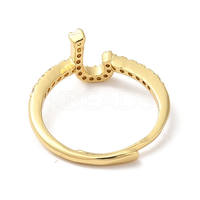 Rack Plating Brass Cubic Zirconia Arabic Letters Adjustable Rings for Women RJEW-S407-10G-02-1