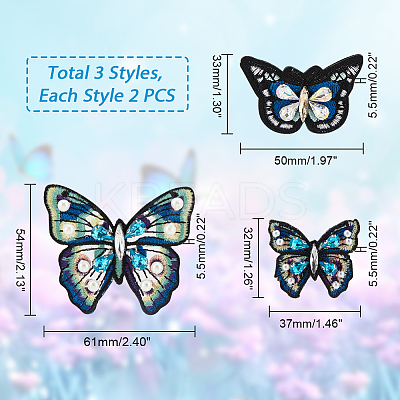 6Pcs 3 Style Handmade Polyester Cloth Patches DIY-GA0005-50-1