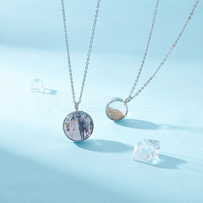 DIY Round Pendant Necklace Making Kits DIY-UN0007-66P-1