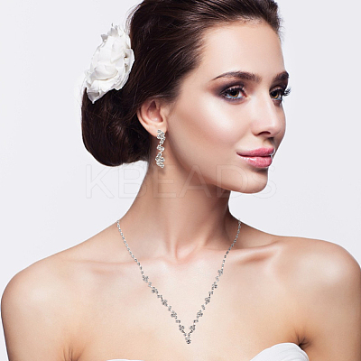 5 Sets 5 Styles Crystal Rhinestone Teardrop Dangle Stud Earrings & Pendant Lariat Necklace SJEW-AN0001-42-1