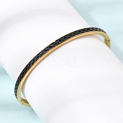 304 Stainless Steel Enamel Hinged Cuff Bangles for Women SA-CBAC920-15G-02-1