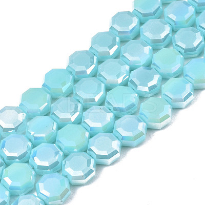 Electroplate Opaque Solid Color Glass Beads Strands EGLA-N002-27-A05-1