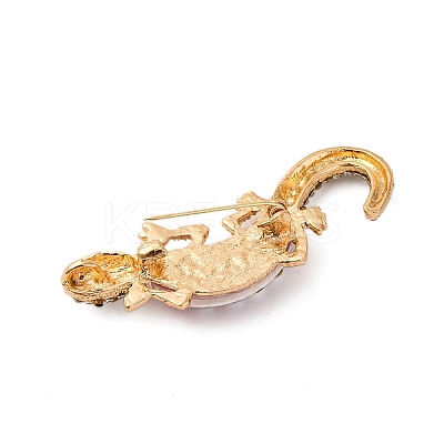 Lizard Alloy Crystal AB Rhinestone Brooches with Resin JEWB-I034-26G-01-1