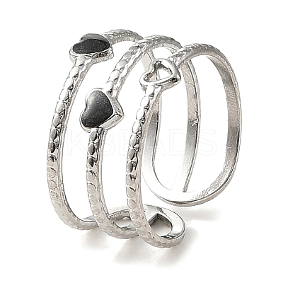 304 Stainless Steel Enamel Open Cuff Rings for Women RJEW-F166-22P-02-1