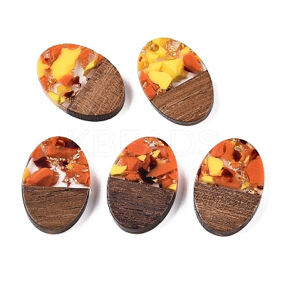 Transparent Resin and Walnut Wood Pendants RESI-T057-04M-1