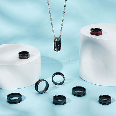 14Pcs 7 Size Stainless Steel Grooved Finger Rings Set RJEW-UN0002-71EB-1