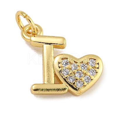 Rack Plating Brass Micro Pave Clear Cubic Zirconia Charms KK-U030-22G-1