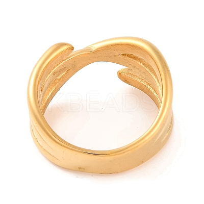 Ion Plating(IP) 304 Stainless Steel Criss Cross Finger Rings for Women RJEW-S414-71B-G-1