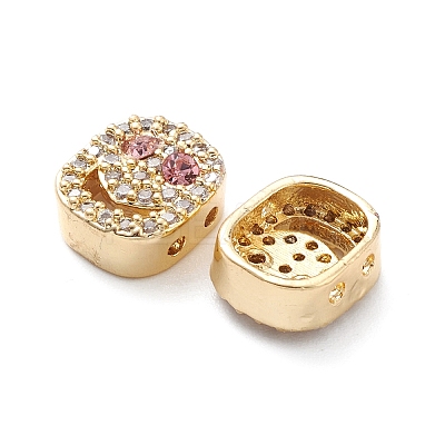 Brass Micro Pave Cubic Zirconia Beads KK-M241-01N-1