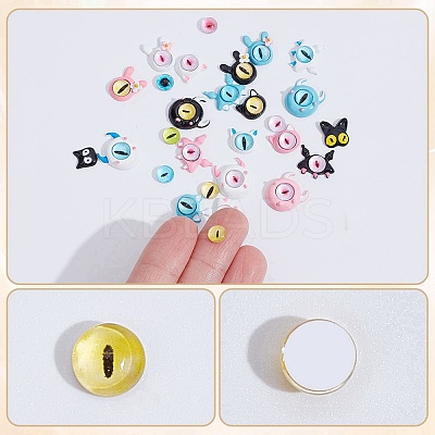 126Pcs 28 Styles Spray Printed Alloy Cabochons MRMJ-AR0001-25-1