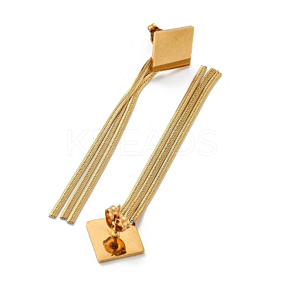 Ion Plating(IP) Golden 304 Stainless Steel Dangle Stud Earrings EJEW-D083-11A-1
