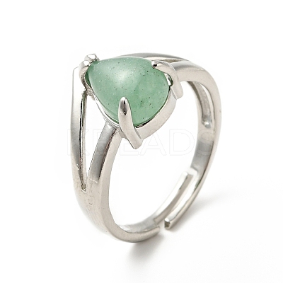 Gemstone Teardrop Adjustable Rings RJEW-G264-01P-1