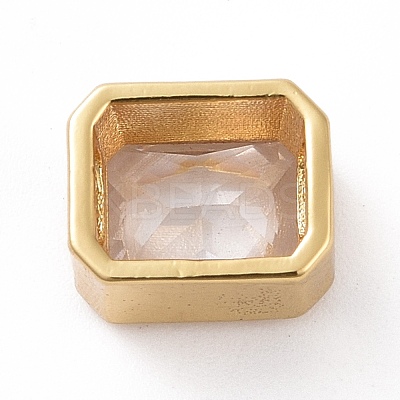 Eco-friendly Brass Micro Pave Clear Cubic Zirconia Beads KK-D079-25G-1