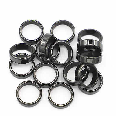 Non-Magnetic Synthetic Hematite Plain Band Ring FIND-PW0021-11E-1
