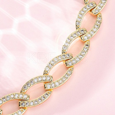 Brass Micro Pave Clear Cubic Zirconia Curb Chain Bracelets for Women BJEW-A034-04A-G-1