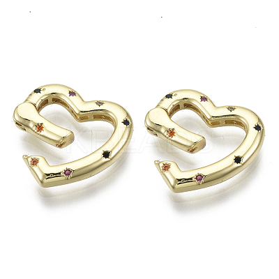 Brass Micro Pave Cubic Zirconia Spring Gate Rings ZIRC-N039-027-NF-1