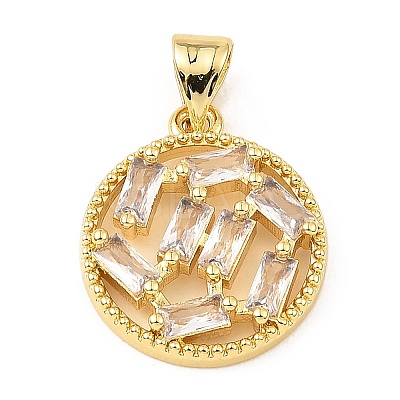 Real 18K Gold Rack Plating Brass Micro Pave Cubic Zirconia Pendants ZIRC-L100-144G-01-1