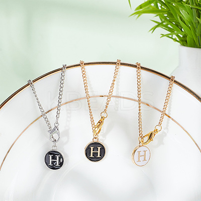 Flat Round with Letter Alloy Enamel Wine Glass Charms AJEW-AB00184-08-1