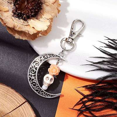 Skull Synthetic Turquoise & Resin Pendants Decorations HJEW-JM01971-05-1