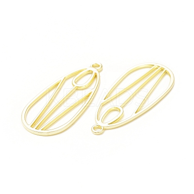Rack Plating Alloy Teardrop with Tulip Pattern Open Back Bezel Pendants FIND-G052-51LG-1