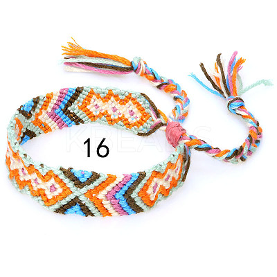 Cotton Braided Rhombus Pattern Cord Bracelet FIND-PW0013-003A-16-1
