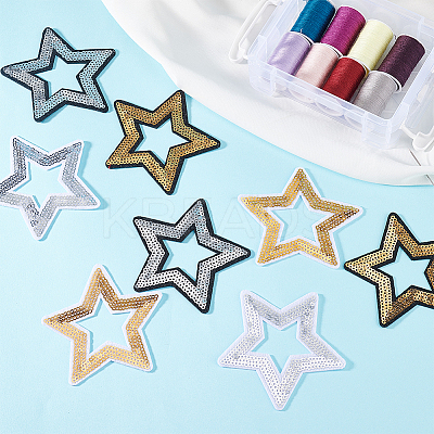 16Pcs 4 Colors Polyester and Plastic Embroidery Lace Appliques DIY-GA0007-40-1