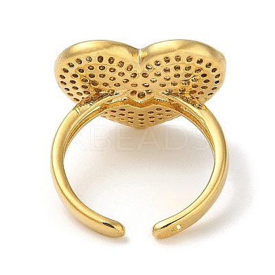 Rack Plating Brass Micro Pave Cubic Zirconia Cuff Finger Rings for Women RJEW-C114-17G-1