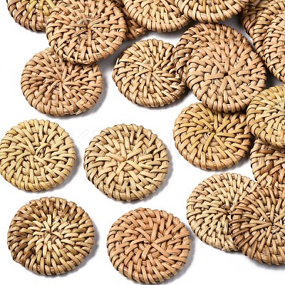 Handmade Reed Cane/Rattan Woven Beads WOVE-S119-22-1