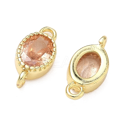 Brass Pave Cubic Zirconia Oval Connector Charms KK-P348-07G-04-1