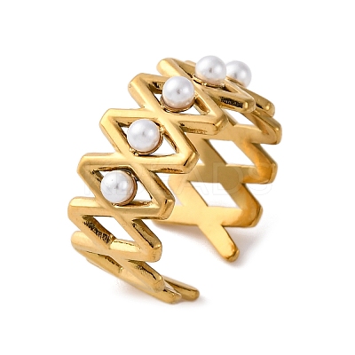 Stainless Steel Adjustable Cuff Rings for Women RJEW-B126-02G-1