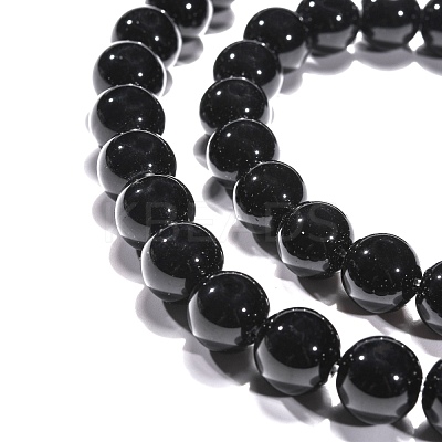 Synthetic Black Stone Beads Strands GSR12mmC044-1
