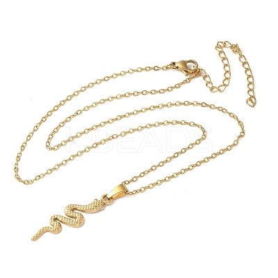 304 Stainless Steel Snake Pendant Necklaces for Women Men LS-NJEW-Z063-03G-04-1