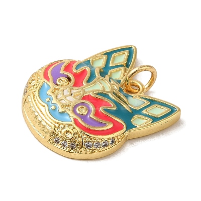 Brass Micro Pave Cubic Zirconia Pendants KK-R162-079G-1