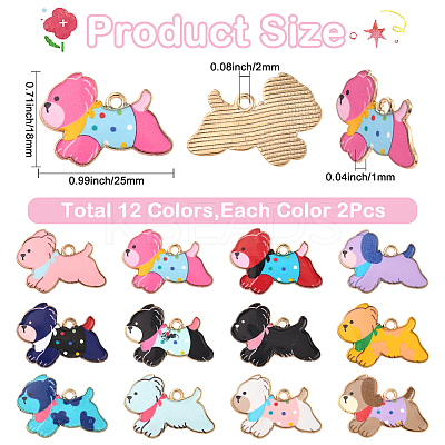 24Pcs 12 Colors Zinc Alloy Enamel Pendants ENAM-SC0007-28-1
