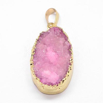 Electroplated Natural & Dyed Druzy Agate Pendants G-N0167-020-1