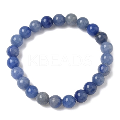 Natural Blue Aventurine Round Beads Stretch Bracelets for Men Women BJEW-JB11999-1