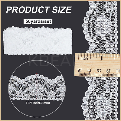 50Yards Polyester Lace Ribbons SRIB-PH0001-53A-1